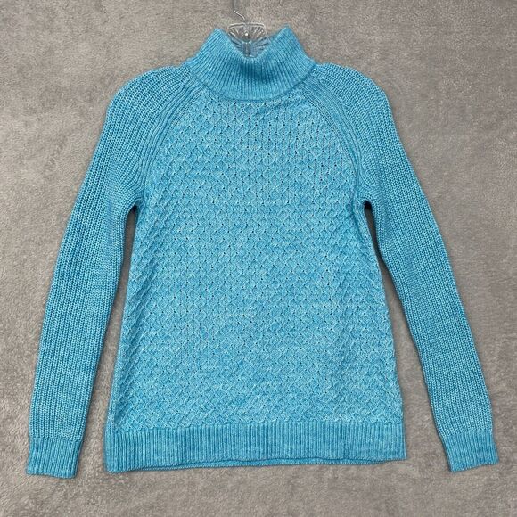 Talbots Sweater Womens Extra Small Blue‎ Wool Pullover Mock Neck Casual Solid - Picture 1 of 8